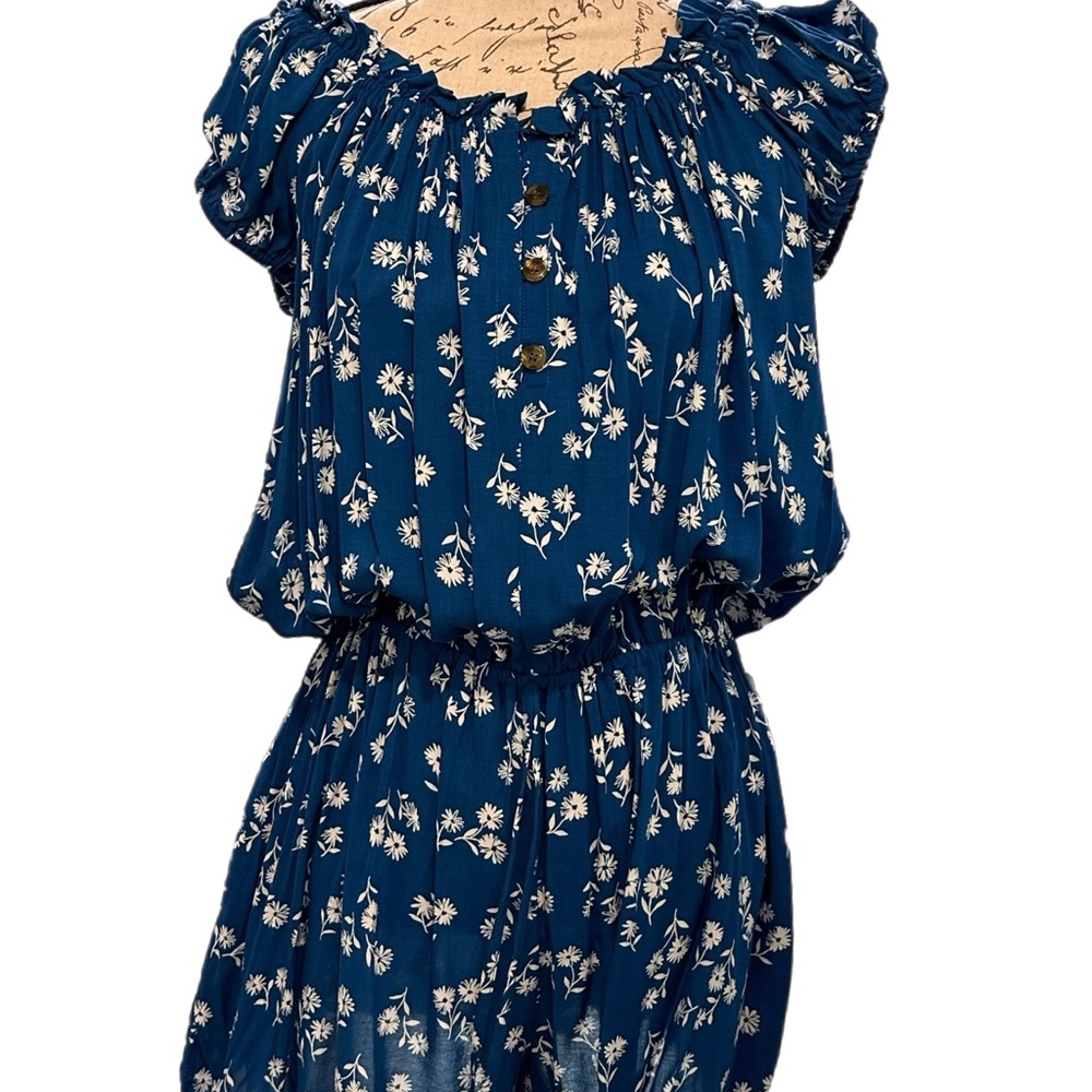 Kate Spade Macaw Blue Dandelion Romper NWT Sz M